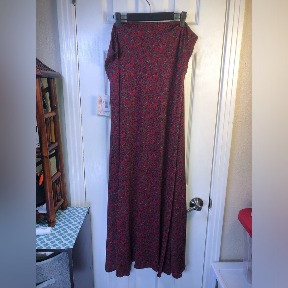 LuLaRoe Red Floral Maxi Skirt - Picture 11 of 12